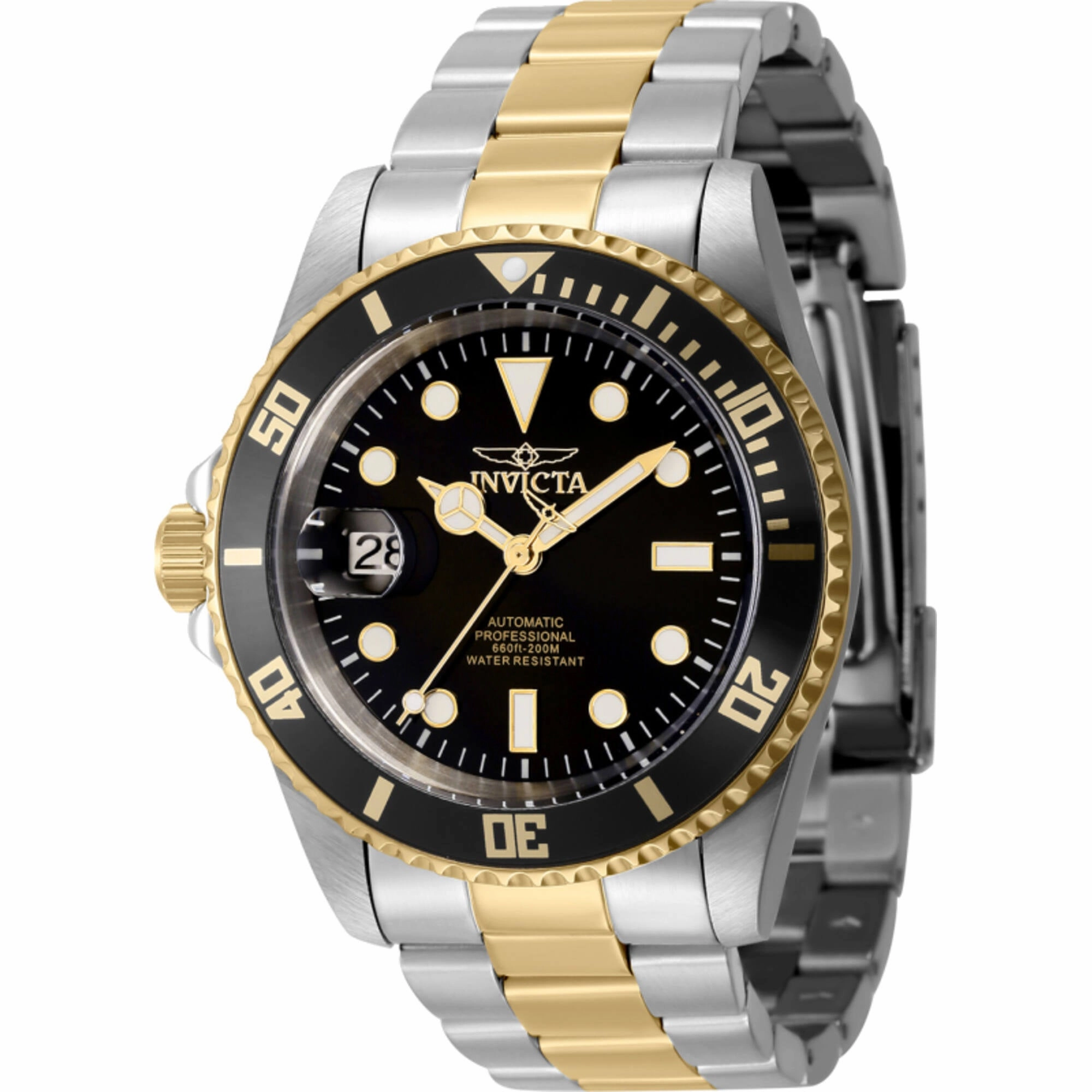 Invicta Men's Watch - Pro Diver Automatic Black Dial Two Tone Steel Bracelet | 43979