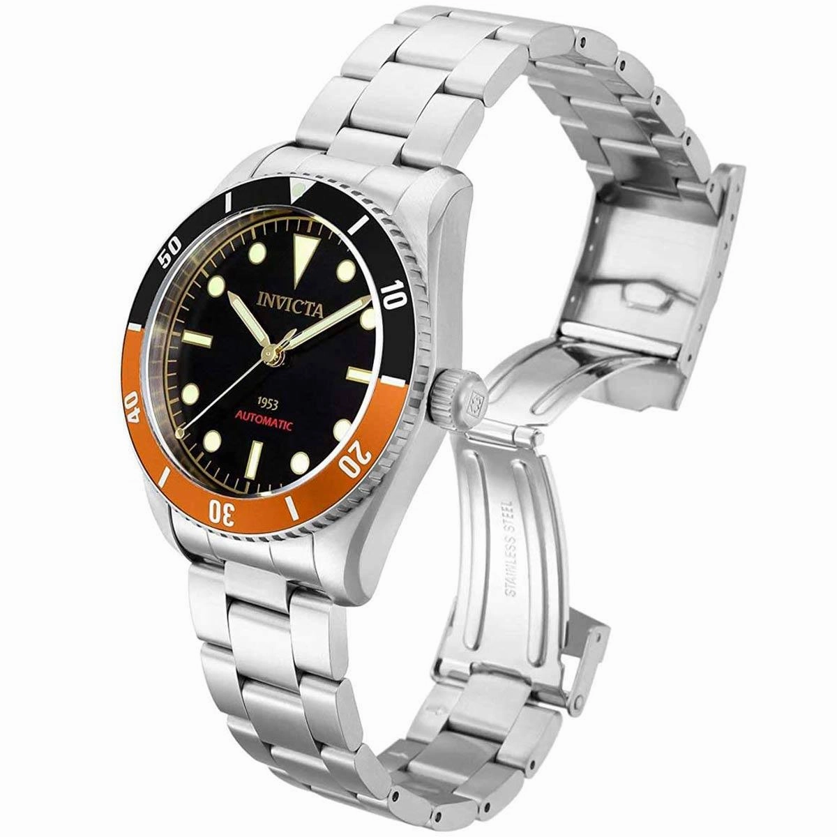 Invicta Men's Watch - Pro Diver Black and Orange Bezel Black Dial Bracelet | 34336