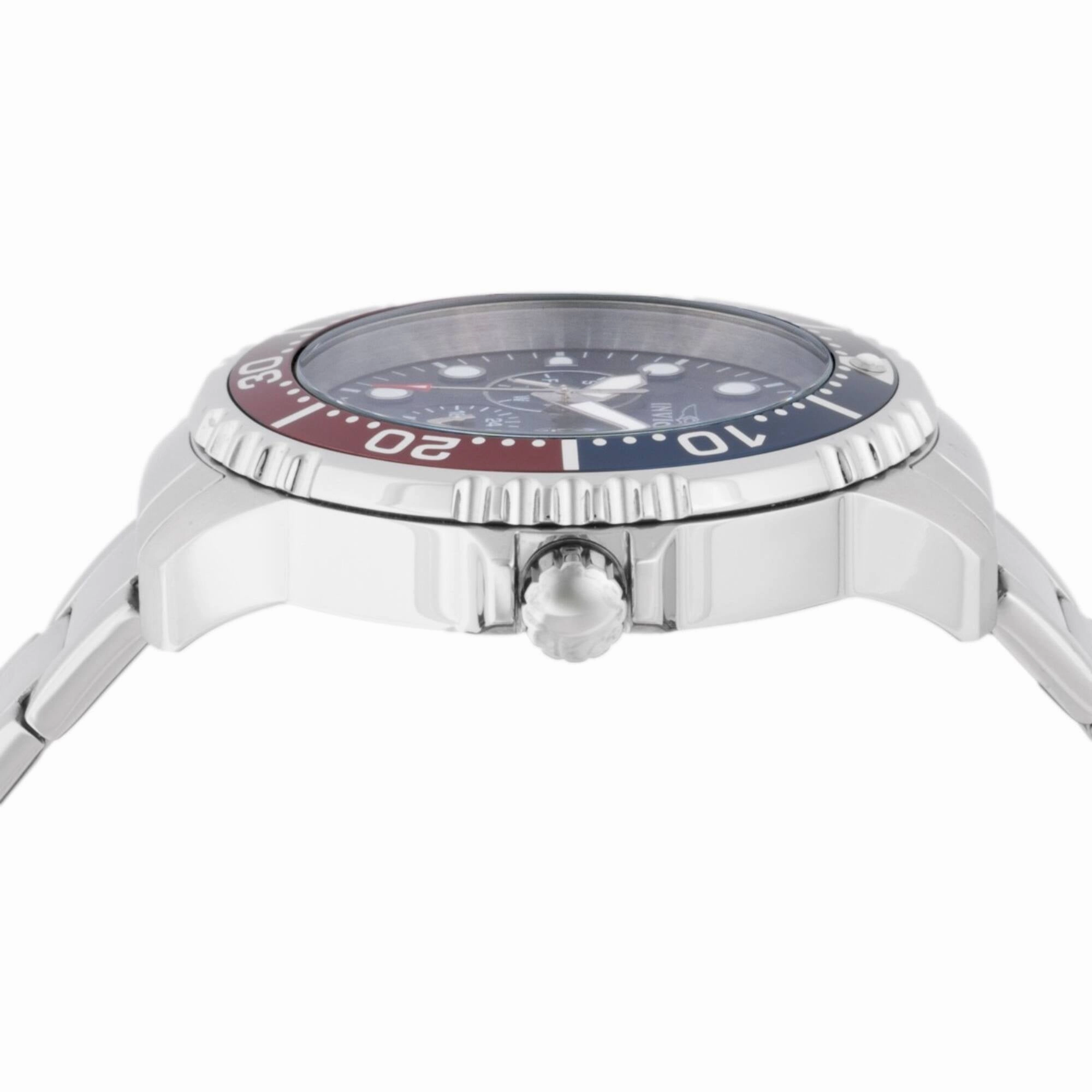 Invicta Men's Watch - Pro Diver Blue and Red Rotating Bezel Steel Bracelet | 47227