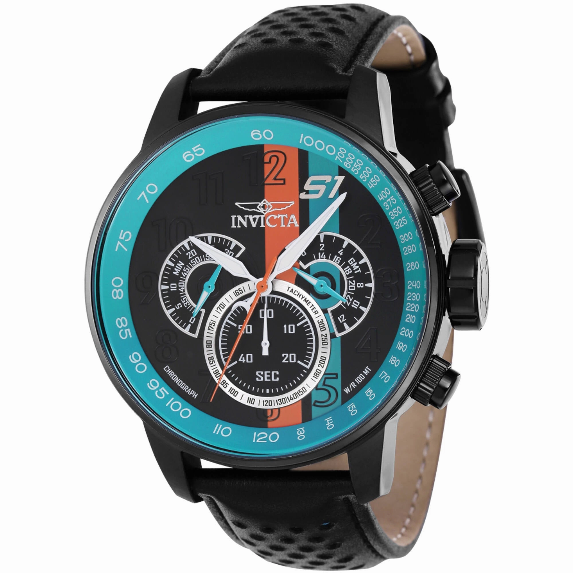 Invicta Men's Watch - S1 Rally Chrono Blue and Black Leather Strap Quartz | 39024