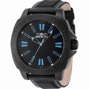 Invicta Men's Watch - Speedway Quartz Black Dial Nylon and Leather Strap | 46307
