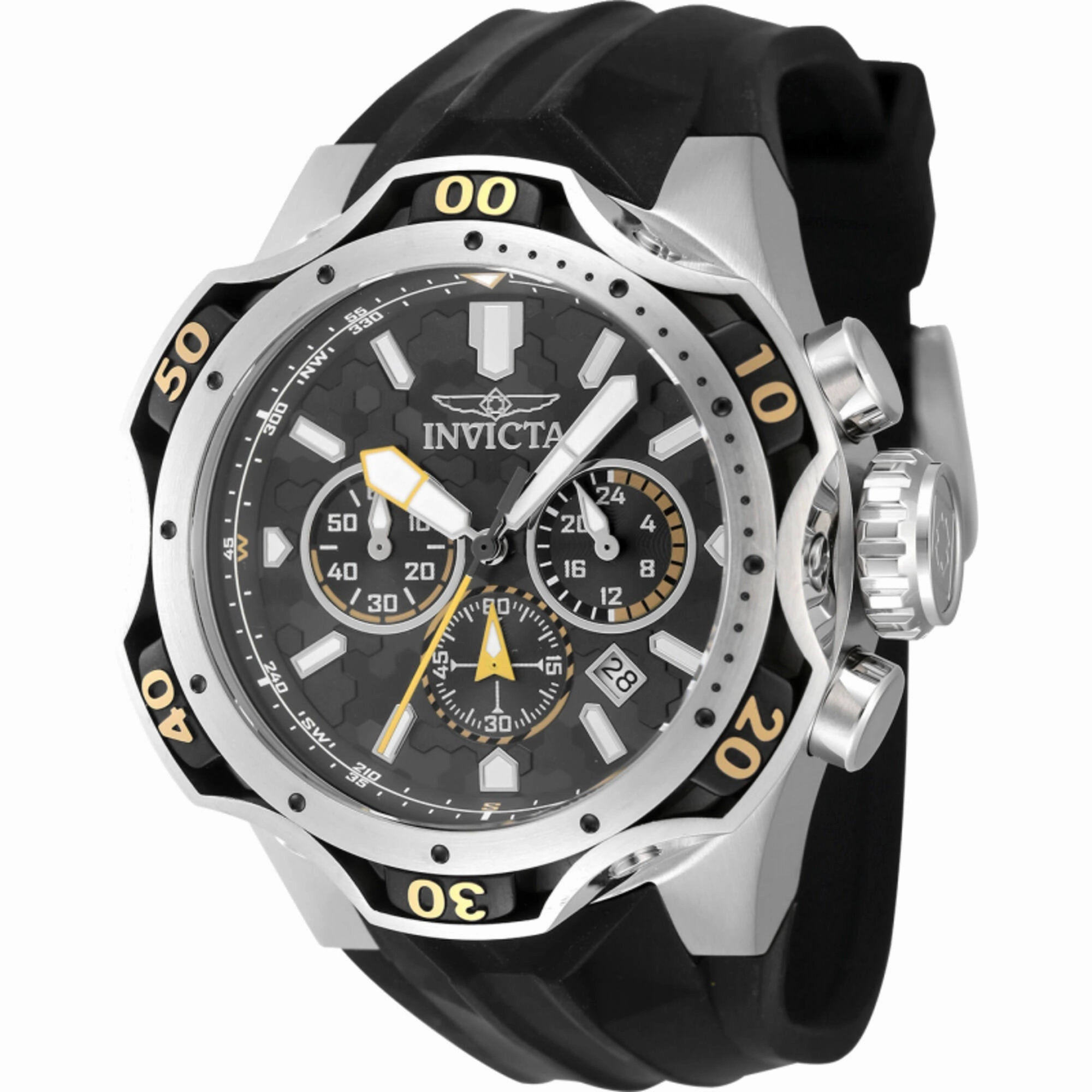 Invicta Men's Watch - Venom Chronograph Grey and Black Dial Silicone Strap | 47760