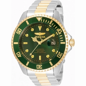 Invicta Men's Watch Pro Diver Automatic Green Dial Two Tone Steel Bracelet 35727