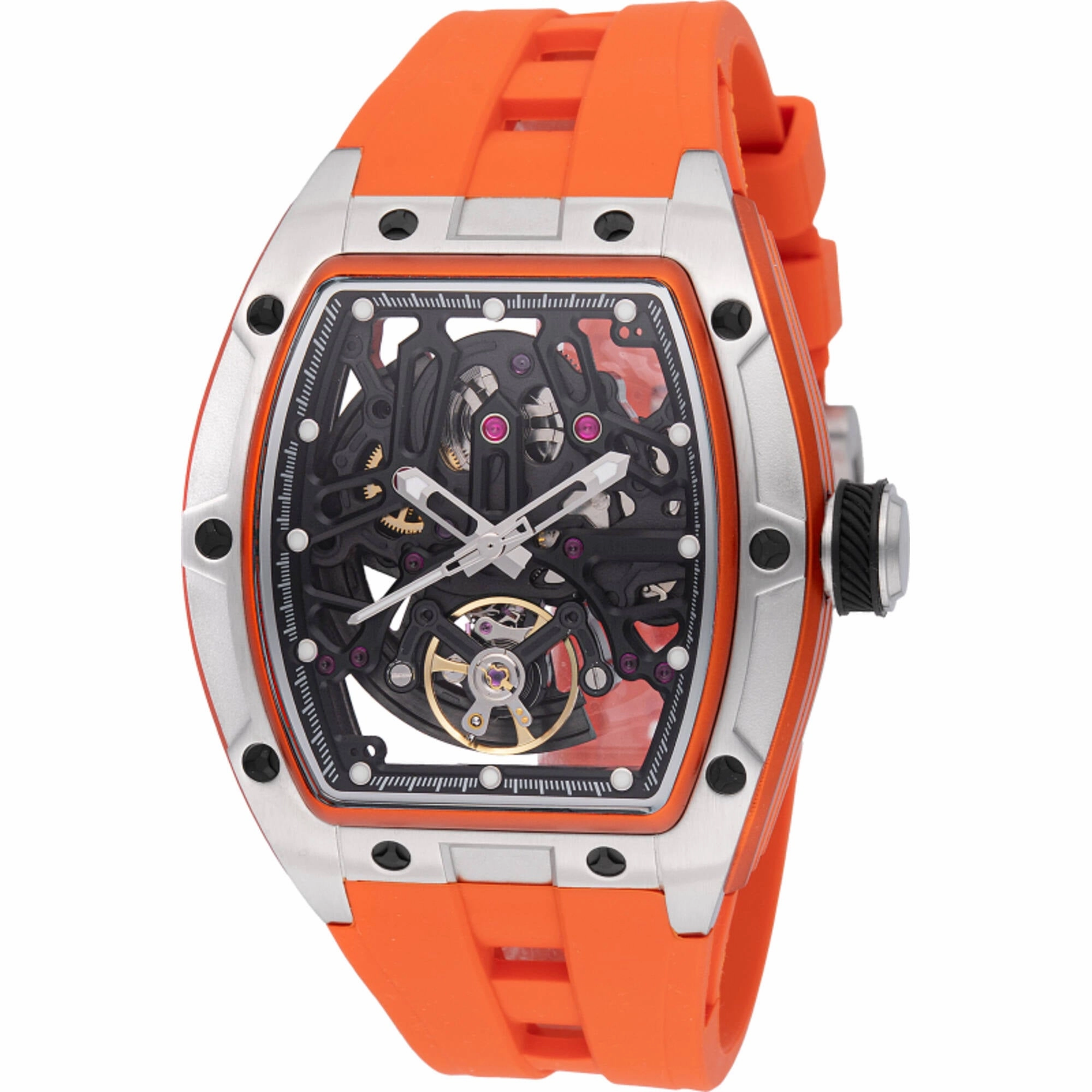 Invicta Men's Watch S1 Rally Automatic Skeleton Dial Orange Strap Chrono 49033
