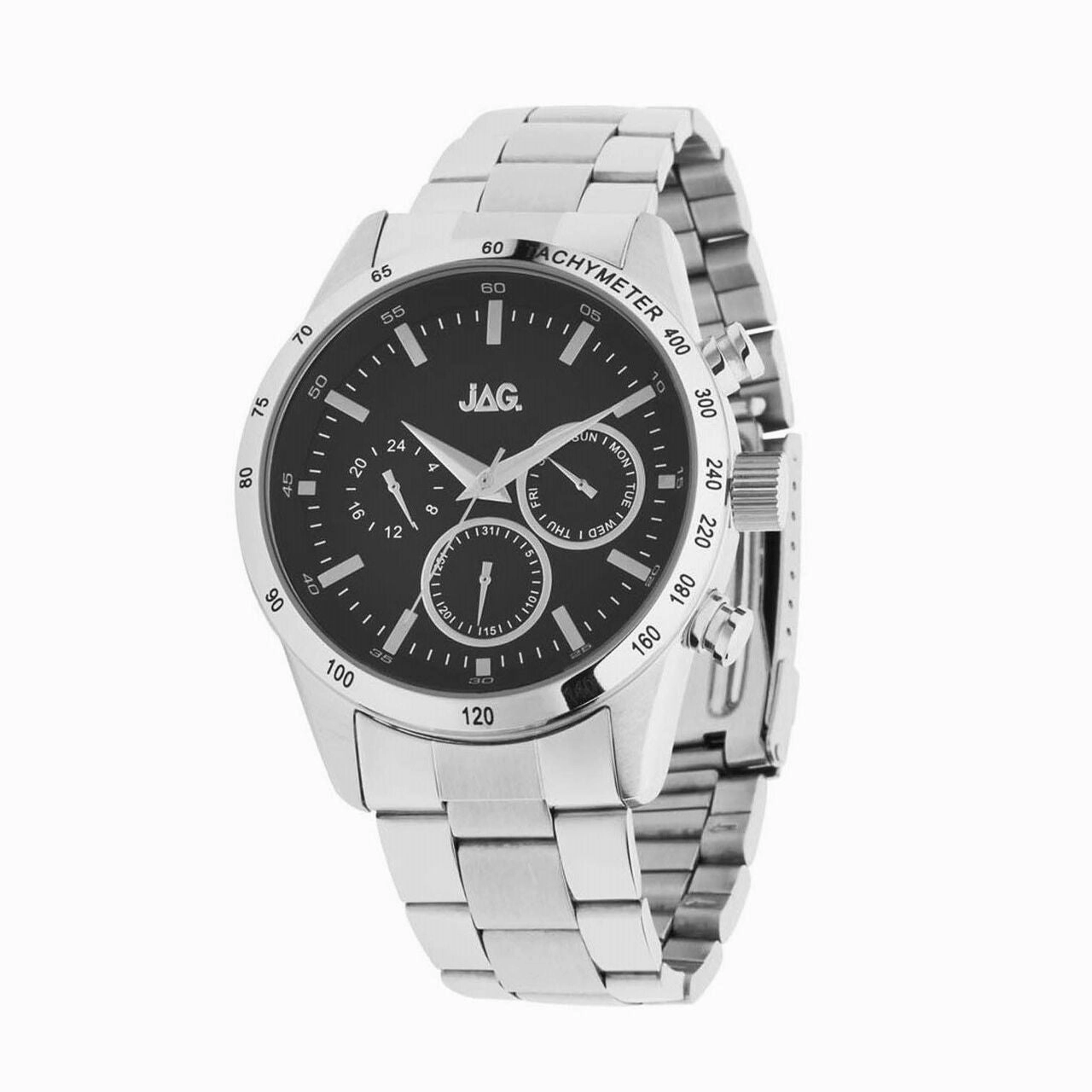 Jag Alain Black Dial Stainless Steel Mens Watch