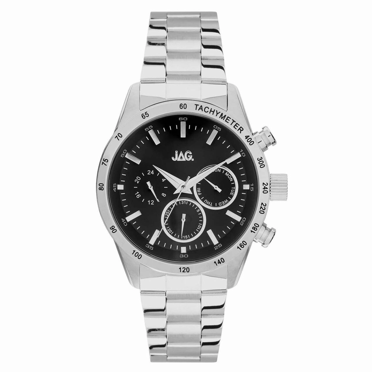 Jag Alain Black Dial Stainless Steel Mens Watch