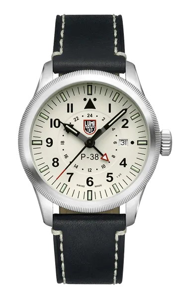 Luminox P38 Lightning Pilot Black Leather Strap Men's Watch XA.9527