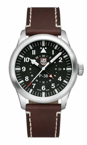 Luminox P38 Lightning Pilot Brown Leather Strap Men's Watch XA.9521