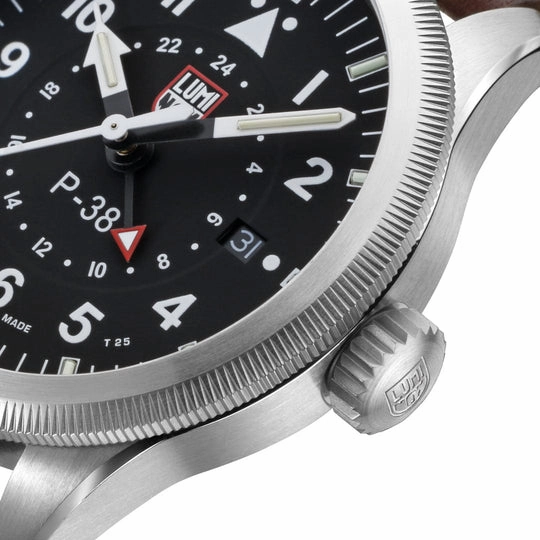 Luminox P38 Lightning Pilot Brown Leather Strap Men's Watch XA.9521