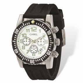 Mens Chisel White Dial Silicone Strap Chronograph Watch
