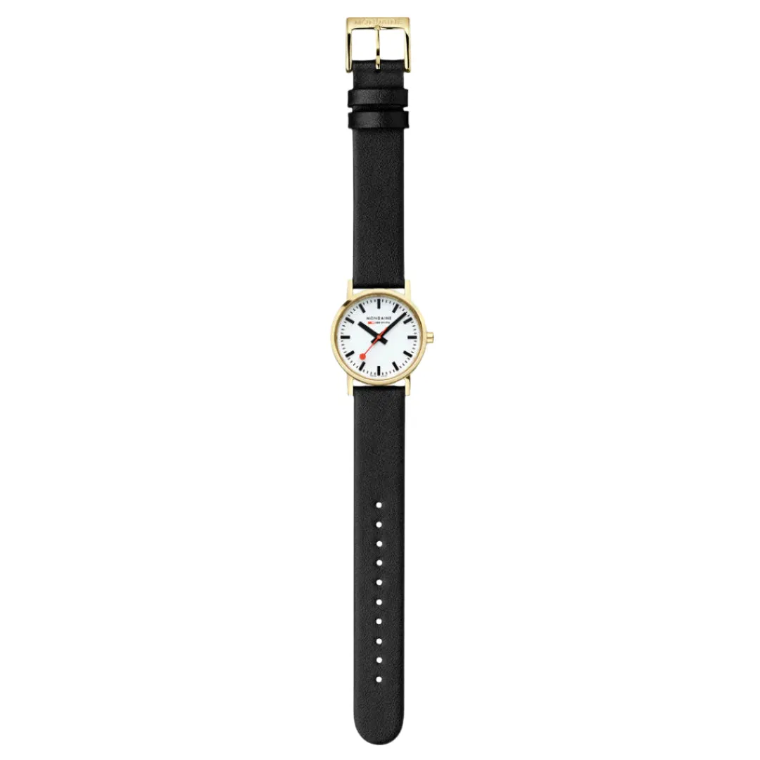 Mondaine Classic White Dial Black Leather Strap Watch A658.30323.10SBBV