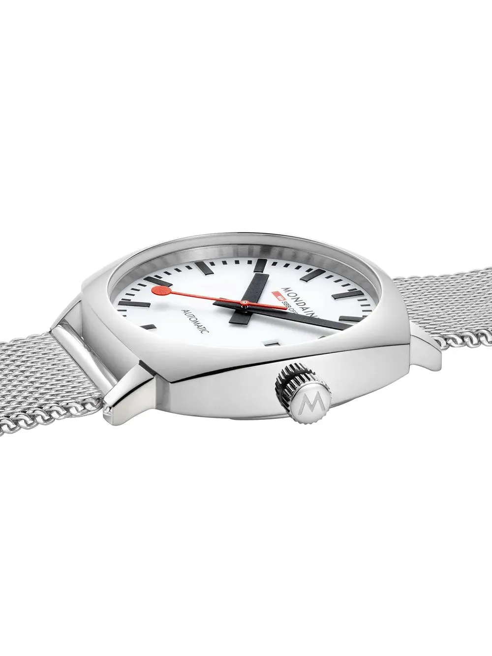 Mondaine Cushion Automatic White Dial Stainless Steel Watch MSL.3961B.SM