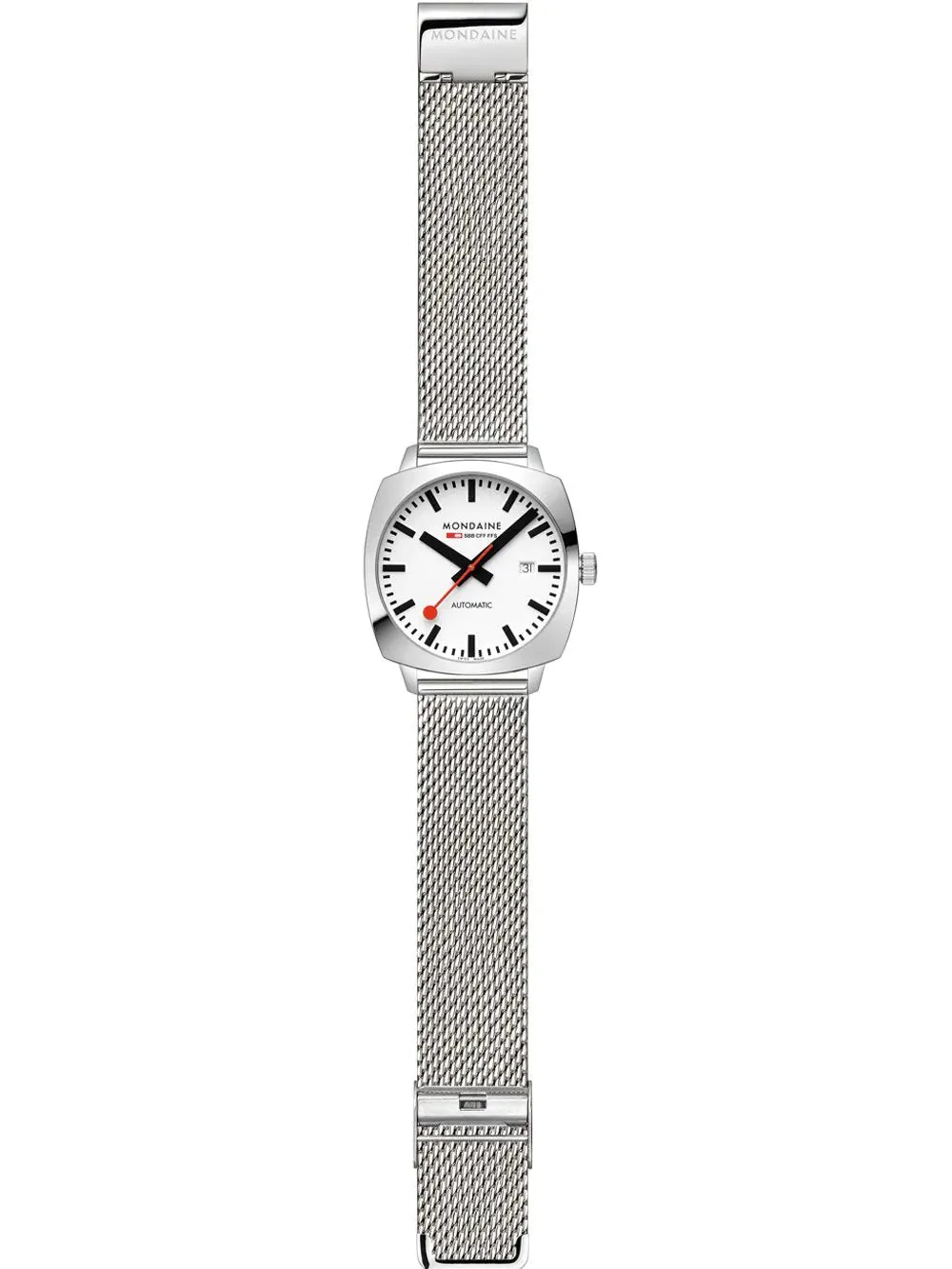 Mondaine Cushion Automatic White Dial Stainless Steel Watch MSL.3961B.SM