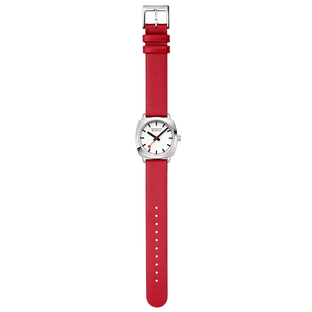 Mondaine Cushion Red Vegan Grape Leather Watch MSL.31110.LCV