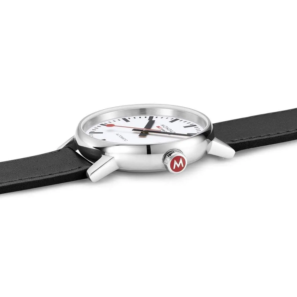 Mondaine Evo2 Automatic 40mm White Dial Leather Watch MSE.40610.LBV