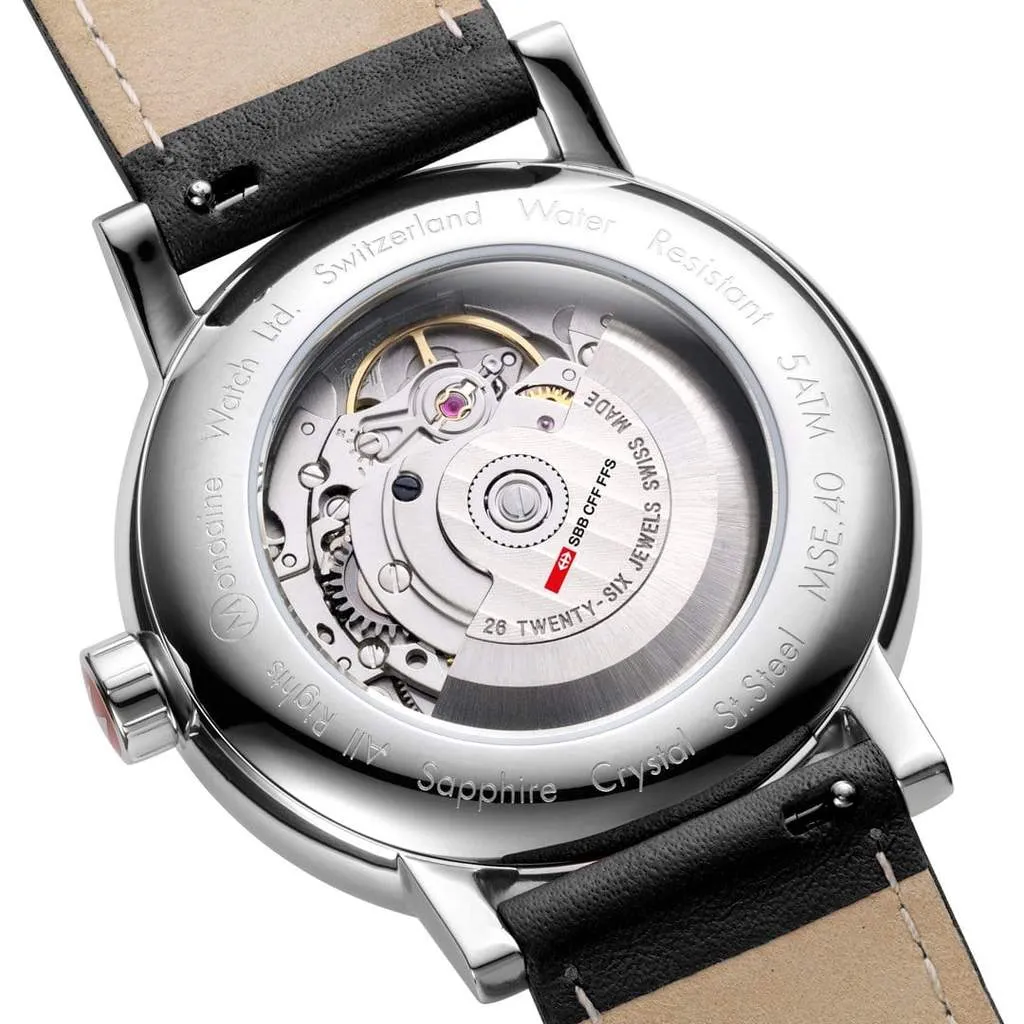 Mondaine Evo2 Automatic 40mm White Dial Leather Watch MSE.40610.LBV
