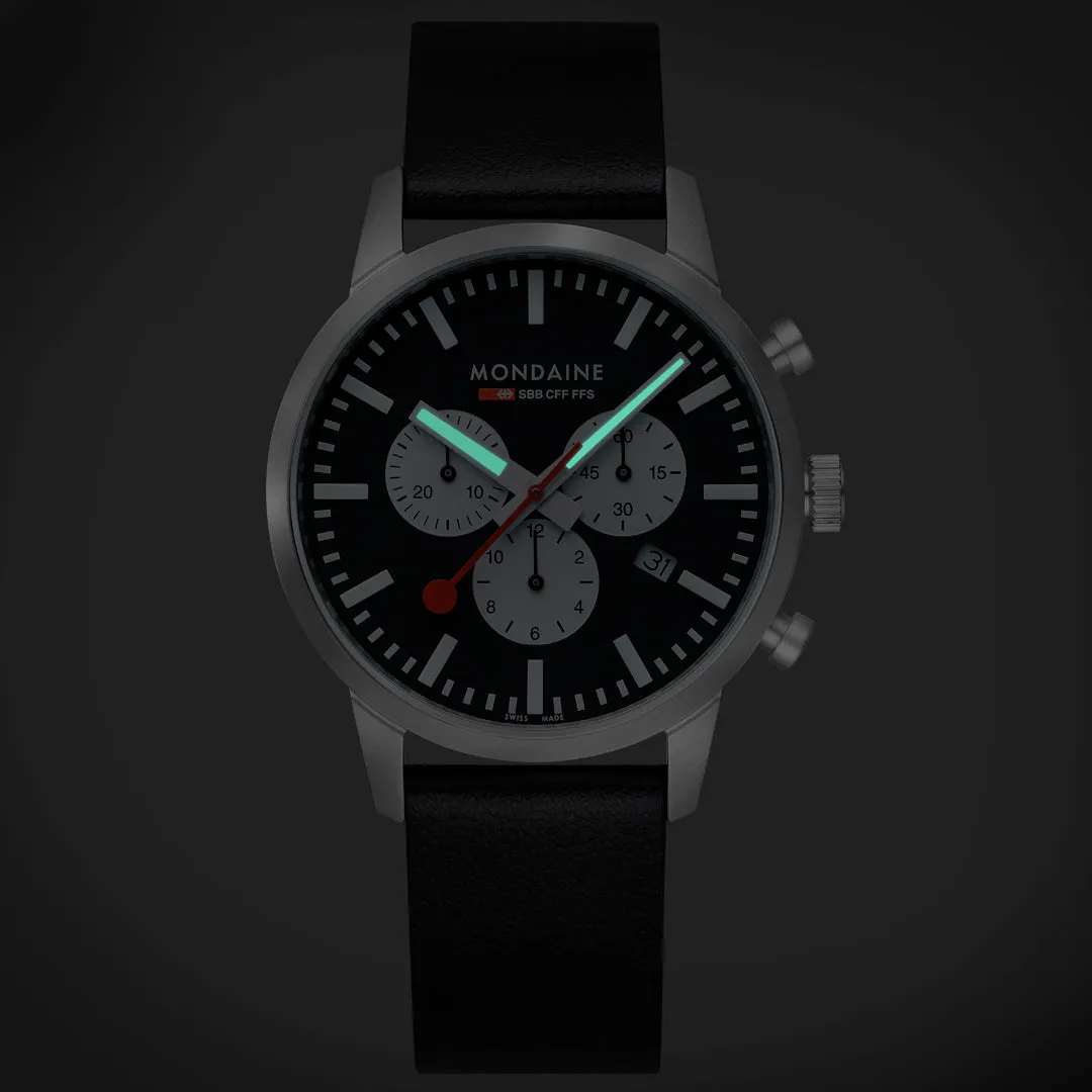 Mondaine Neo Chronograph Super-luminova Vegan Leather, 41 Mm MSD.41420.LBV