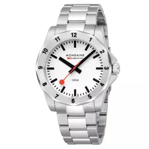 Mondaine Numeri White Dial Stainless Steel Bracelet Watch MSN.4211B.SK