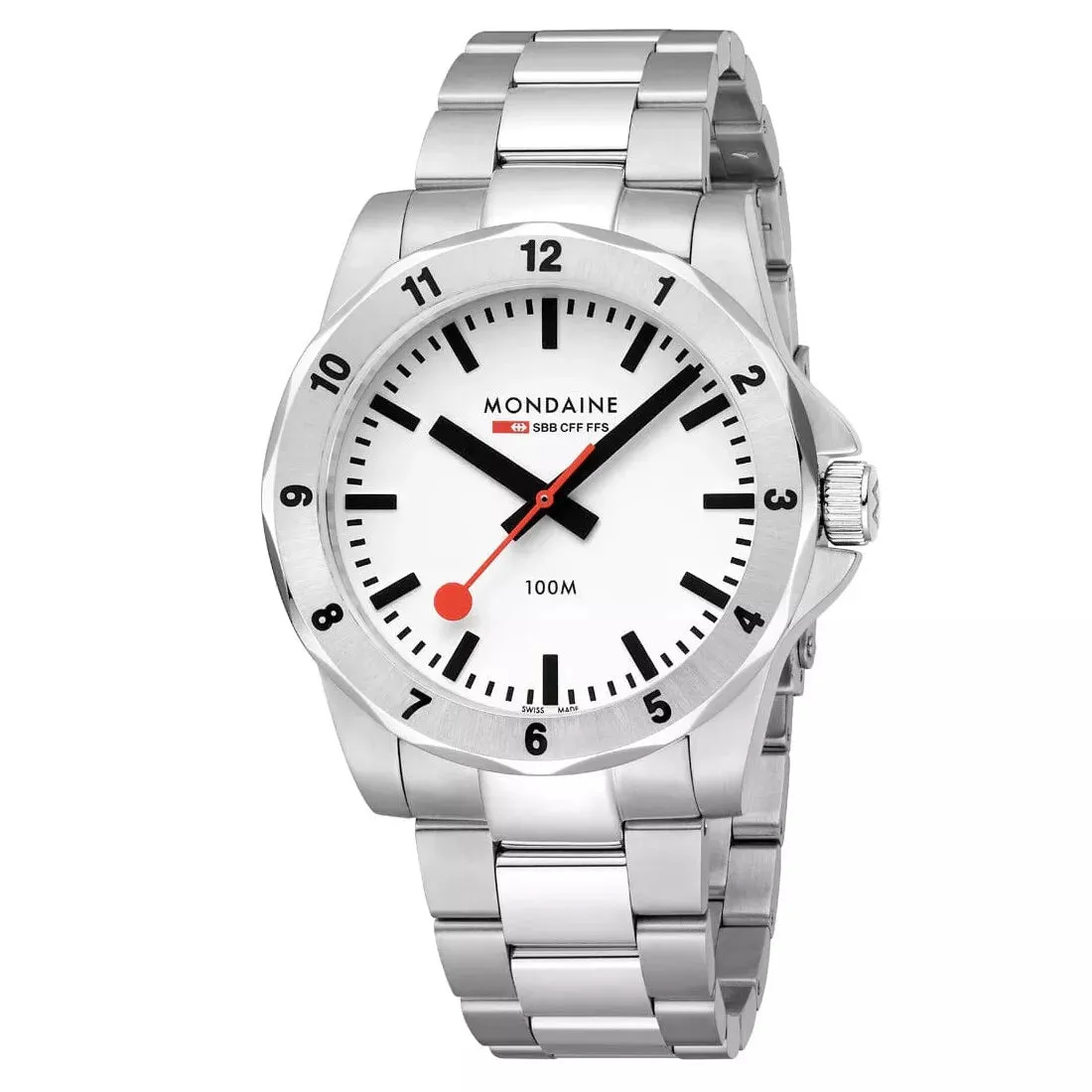 Mondaine Numeri White Dial Stainless Steel Bracelet Watch MSN.4211B.SK