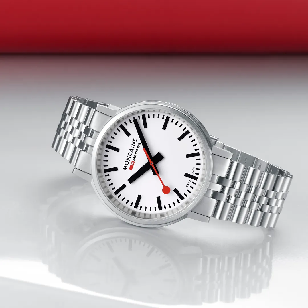Mondaine Stop2go Backlight White Dial Stainless Steel Watch MST.4101B.SJ.2SE