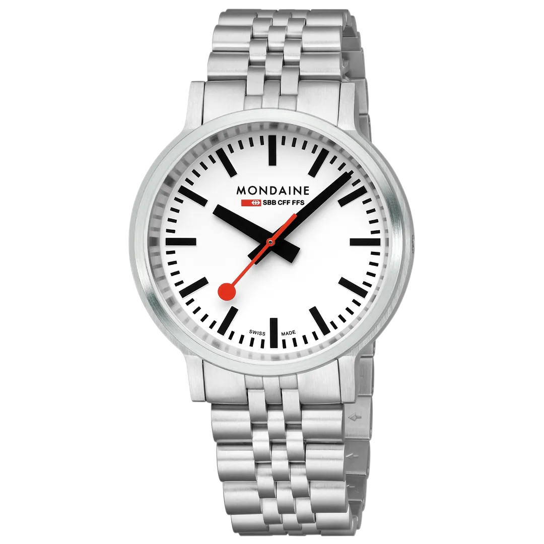 Mondaine Stop2go Backlight White Dial Stainless Steel Watch MST.4101B.SJ.2SE