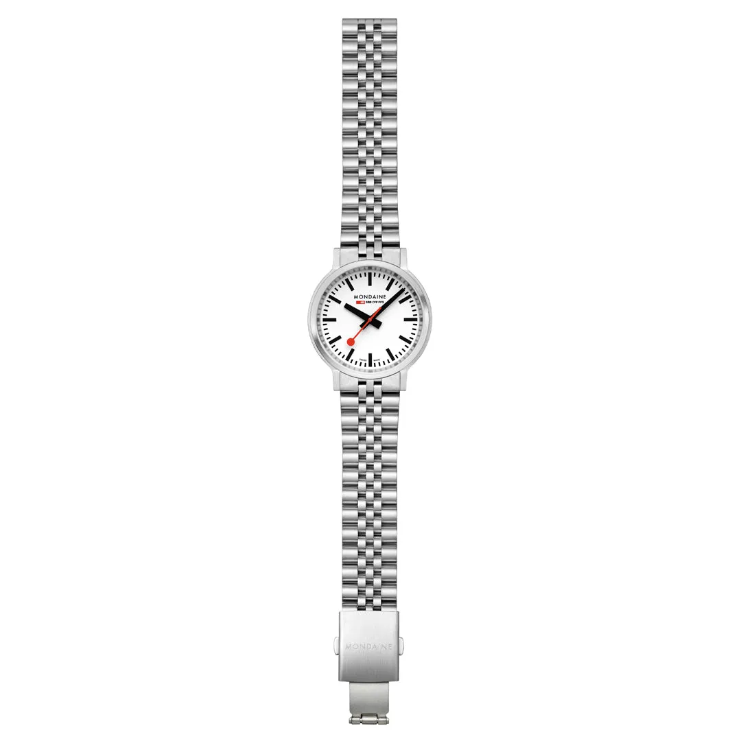 Mondaine Stop2go Backlight White Dial Stainless Steel Watch MST.4101B.SJ.2SE