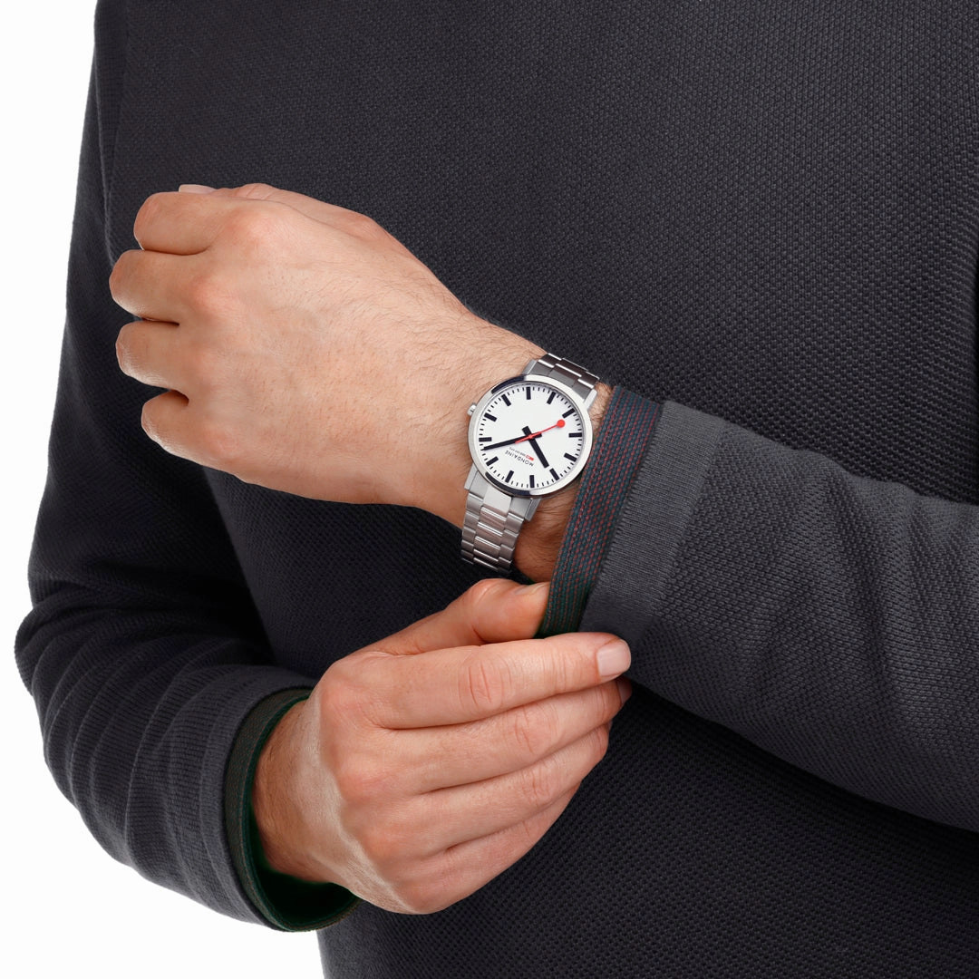 Mondaine Classic White Dial Stainless Steel Bracelet 40mm Watch A660.30360.11SBJ