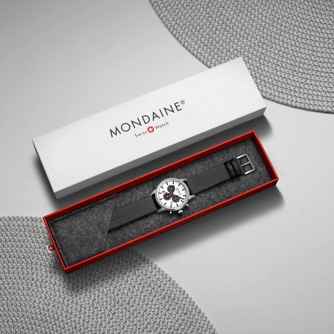 Mondaine Neo Black Vegan Grape Leather 41 MM Watch MSD.41410.LBV