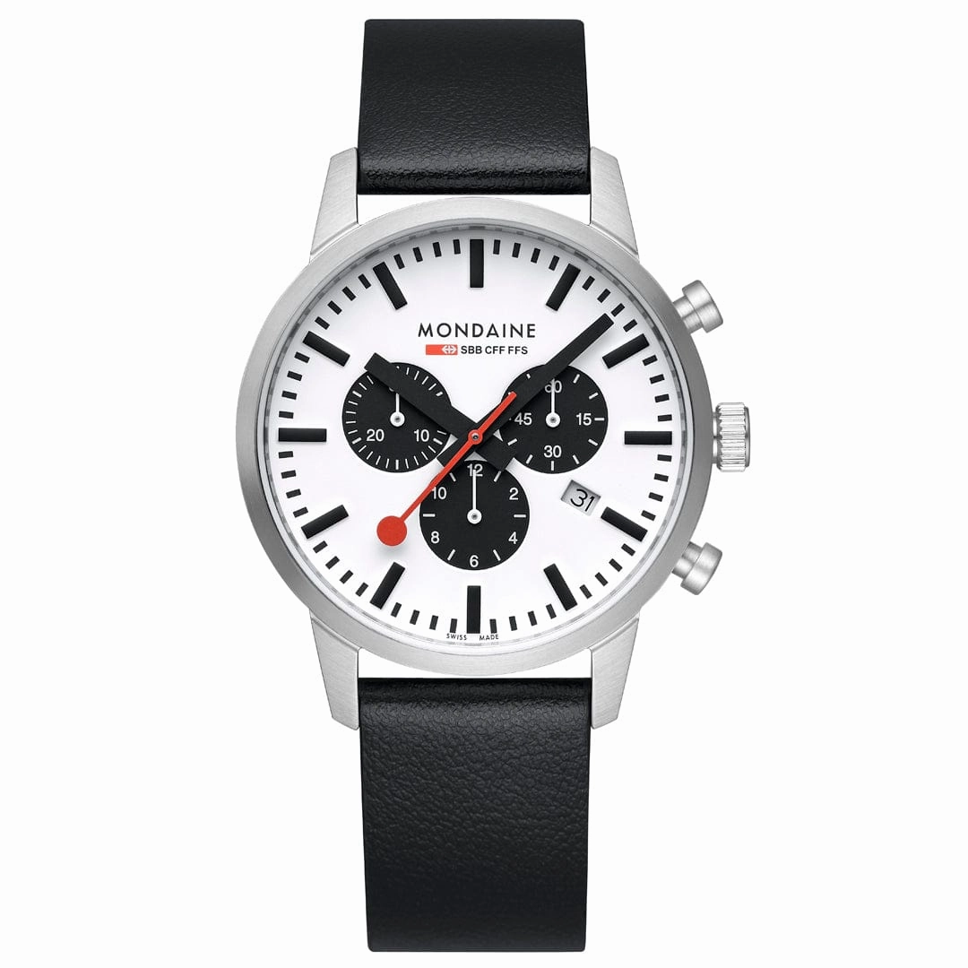 Mondaine Neo Black Vegan Grape Leather 41 MM Watch MSD.41410.LBV