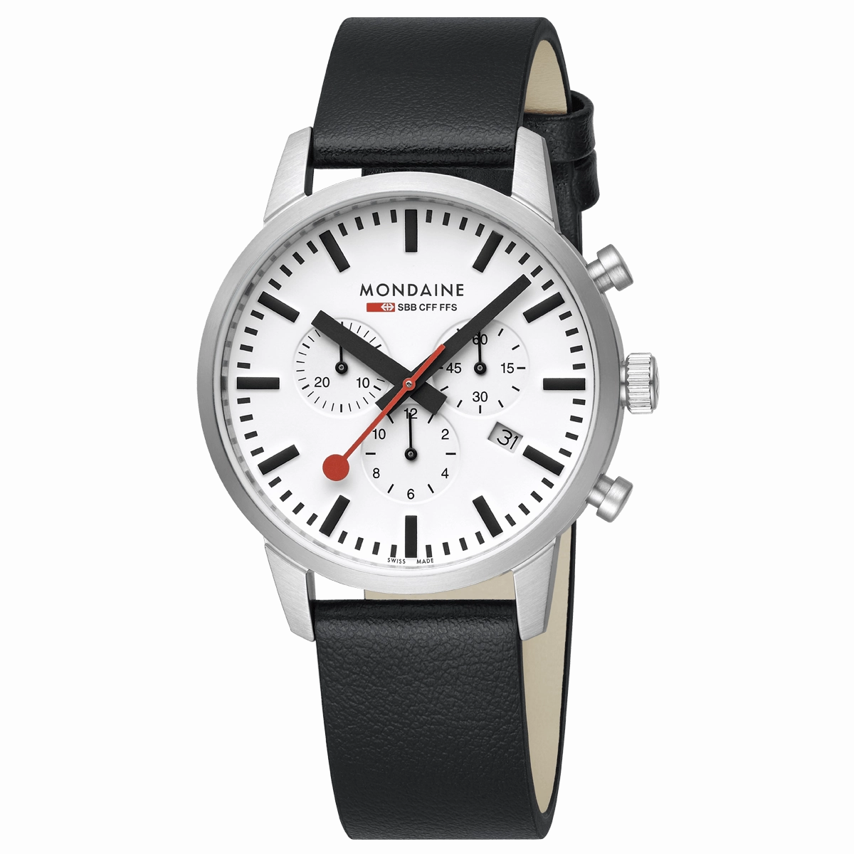 Mondaine Neo Black Vegan Grape Leather 41 MM Watch MSD.41411.LBV