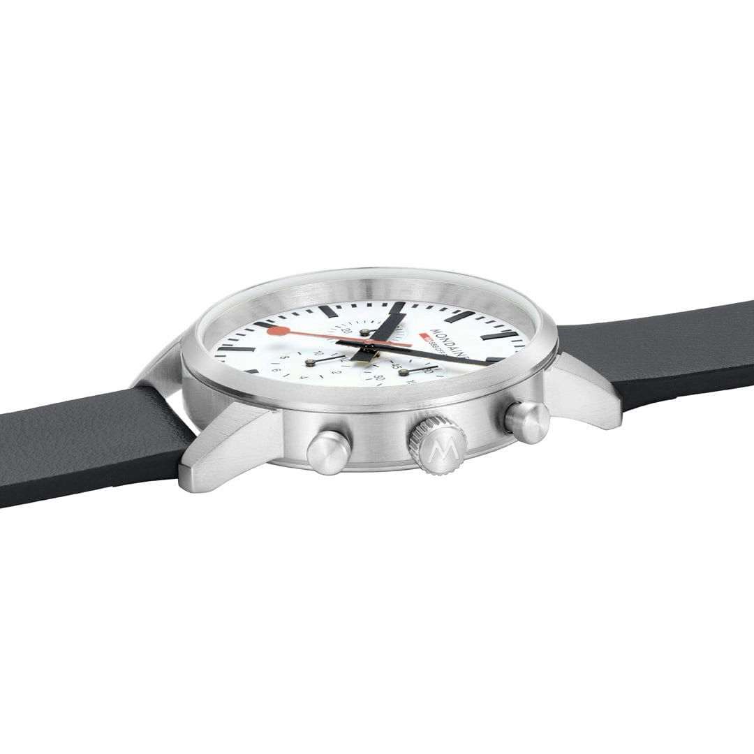 Mondaine Neo Black Vegan Grape Leather 41 MM Watch MSD.41411.LBV