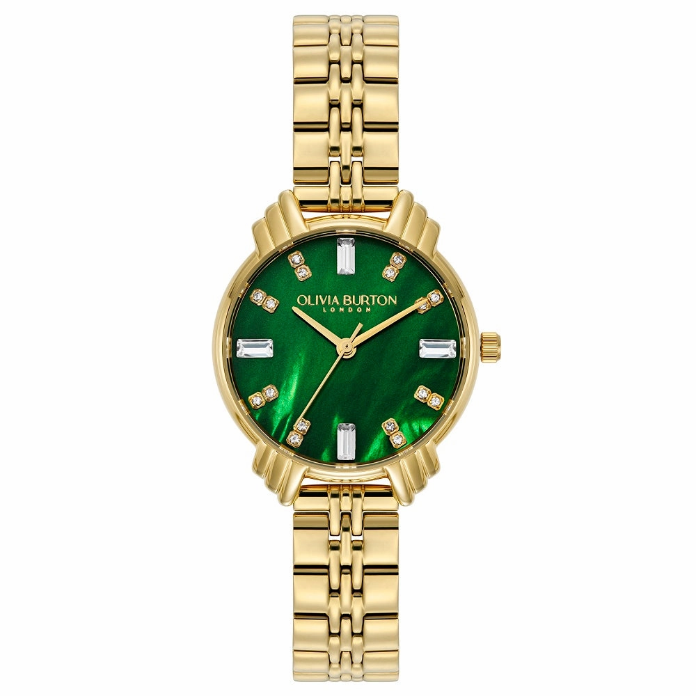 Olivia Burton Art Deco Emerald and Gold Ladies Watch OB16DC02