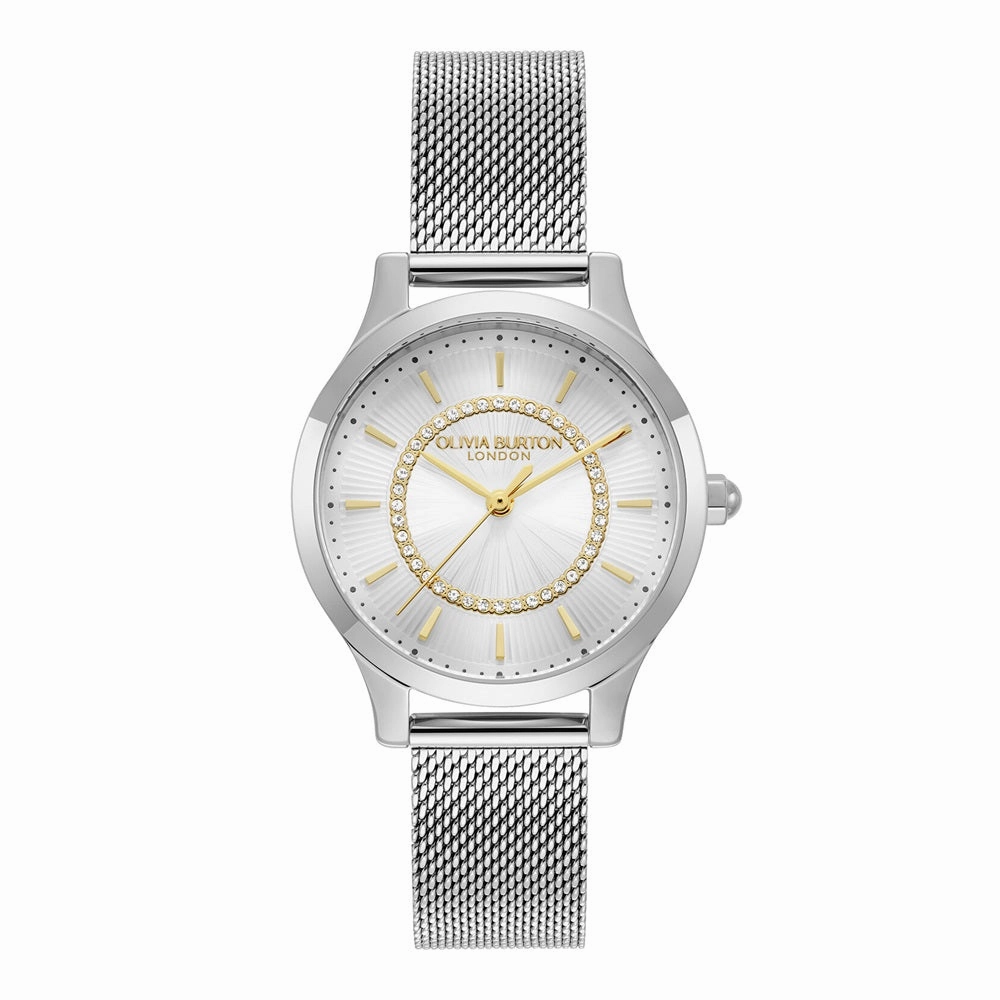 Olivia Burton Classic Wonderlust White and Silver Mesh Watch 24000212