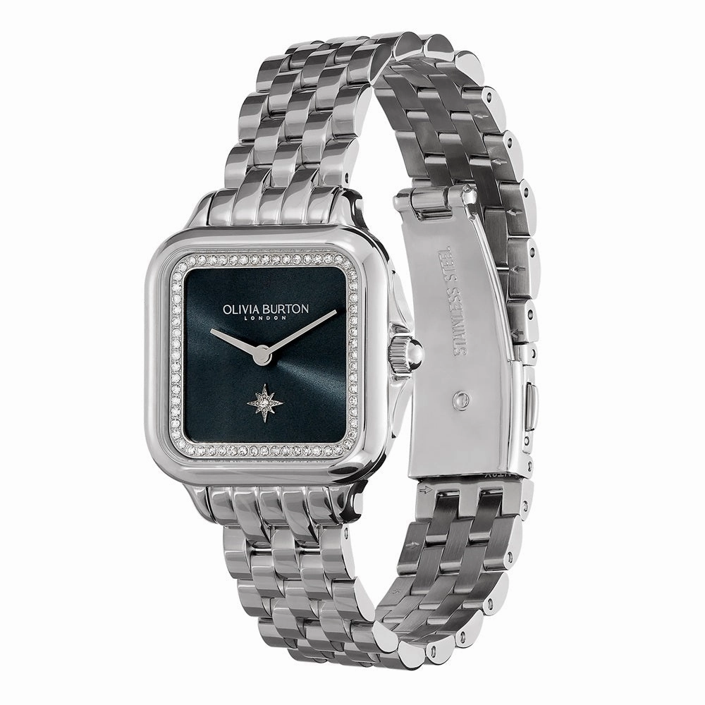 Olivia Burton Grosvenor Blue Stainless Steel Ladies Watch 24000083