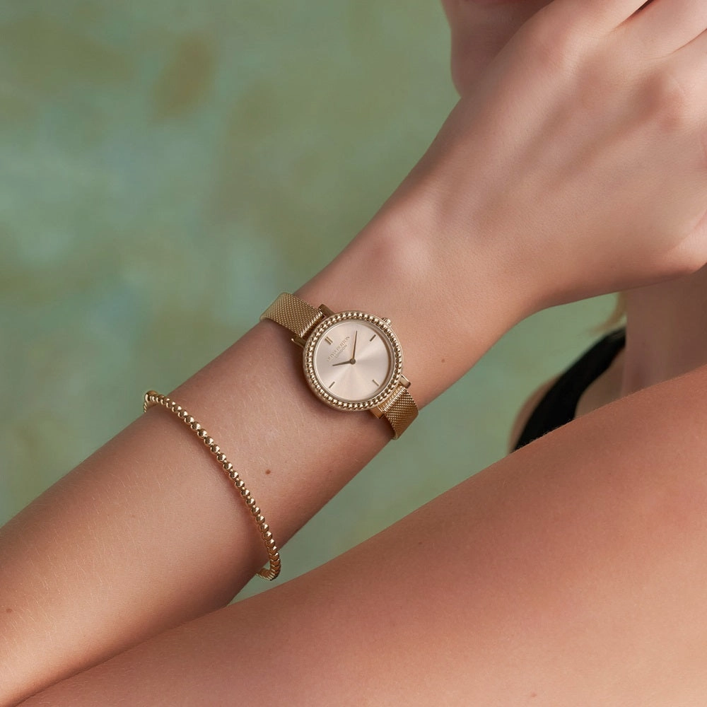 Olivia Burton Ladies Classic Vintage Bead Gold Plated Watch 24000161