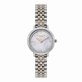 Olivia Burton Signature Honeycomb Ultra Slim Dove Grey Ladies Two Tone Watch 24000265
