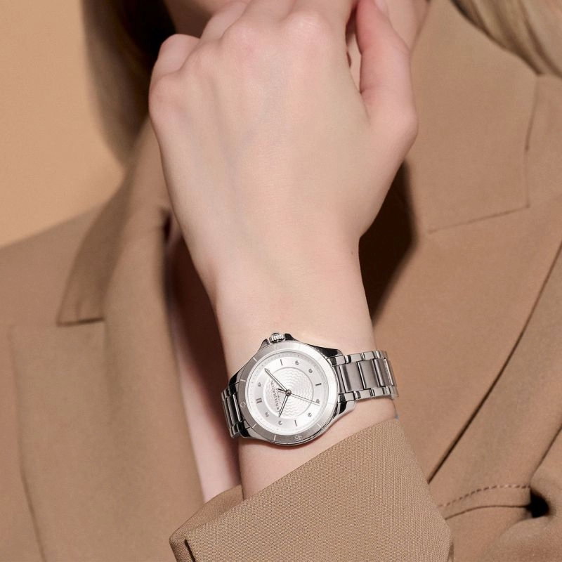 Olivia Burton Sport Luxe Guilloche Silver Ladies Watch 24000039