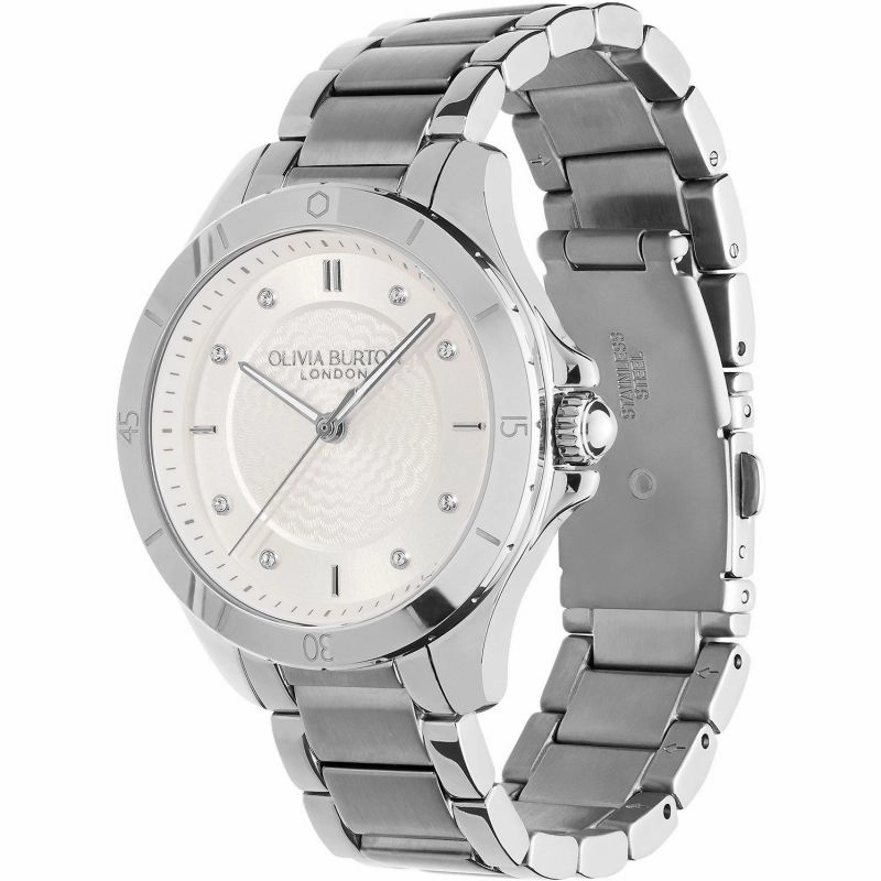Olivia Burton Sport Luxe Guilloche Silver Ladies Watch 24000039