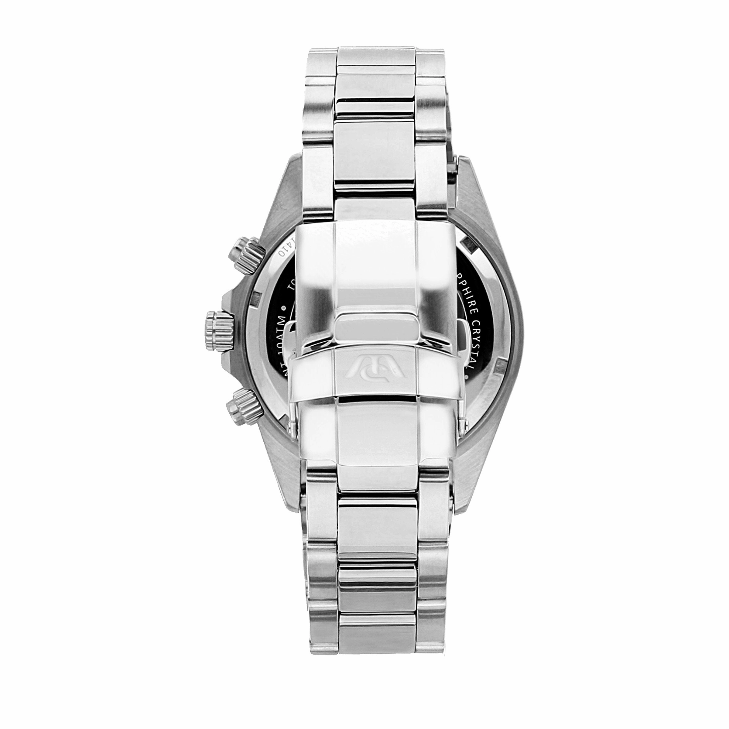 Philip Caribe Blue Sunray Silver Bracelet Chronograph