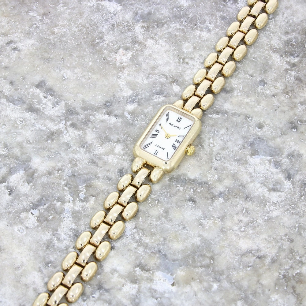 Pre Owned Accurist 9ct Gold Ladies Bracelet Watch Papers (1995) RW0551