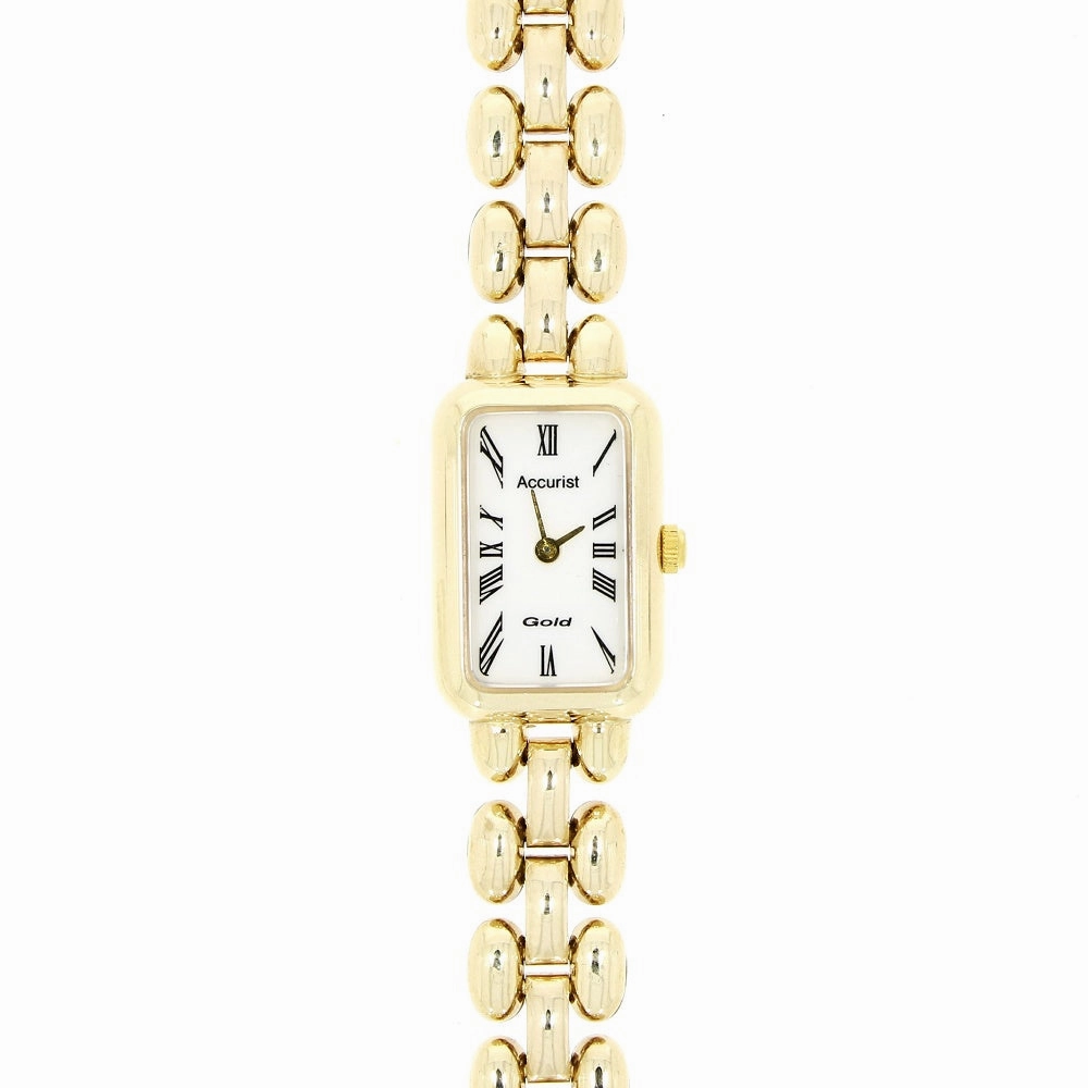 Pre Owned Accurist 9ct Gold Ladies Bracelet Watch Papers (1995) RW0551