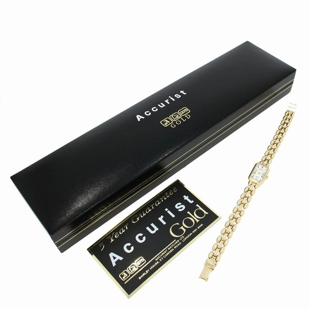 Pre Owned Accurist 9ct Gold Ladies Bracelet Watch Papers (1995) RW0551