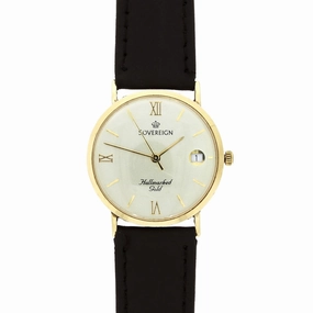 Pre Owned Sovereign 9ct Gold Mid Size Ladies Strap Watch RW0546