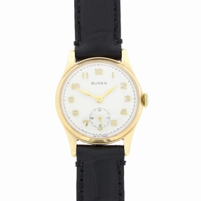 Pre Owned Vintage Buren 9ct Gold Mid Size Ladies Strap Watch RW0572