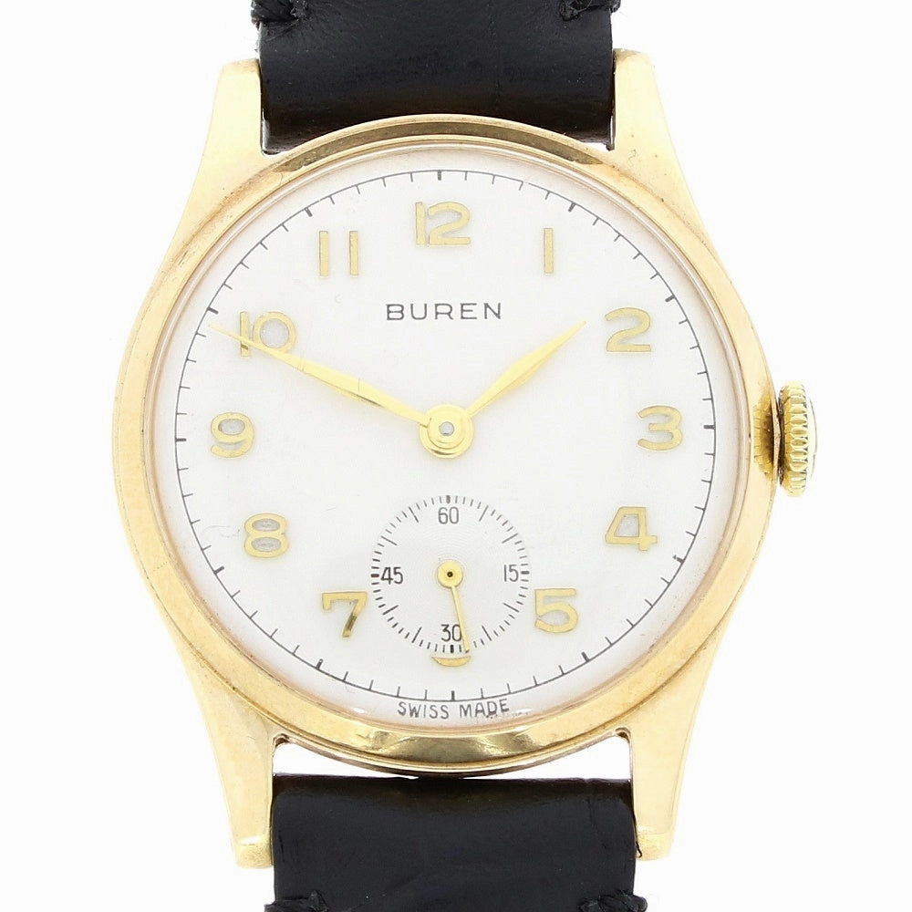 Pre Owned Vintage Buren 9ct Gold Mid Size Ladies Strap Watch RW0572