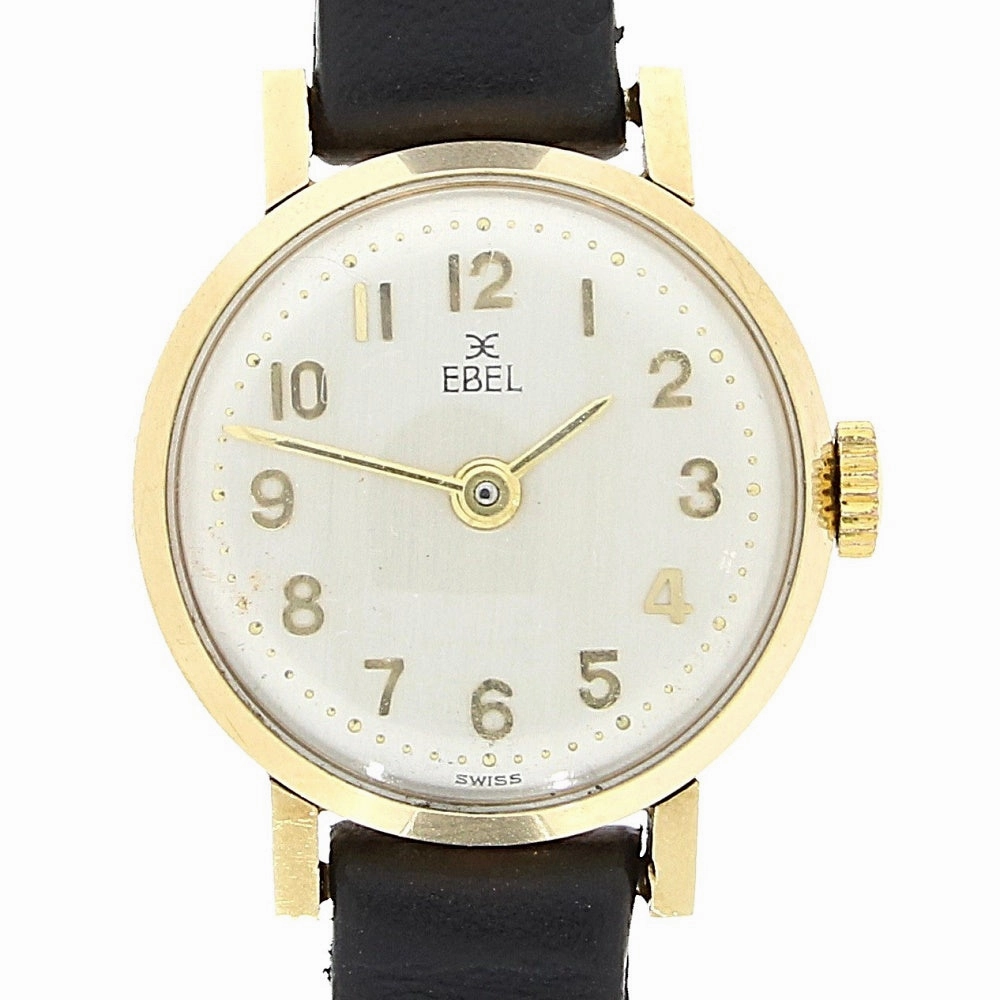Pre Owned Vintage Ebel 9ct Gold Leather Strap Mechanical Ladies Watch RW0571