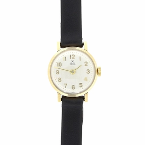 Pre Owned Vintage Ebel 9ct Gold Leather Strap Mechanical Ladies Watch RW0571