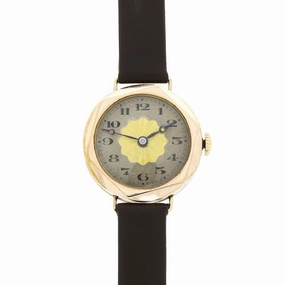 Pre Owned Vintage Rolled Gold Leather Strap Mechanical Ladies Watch RW0588