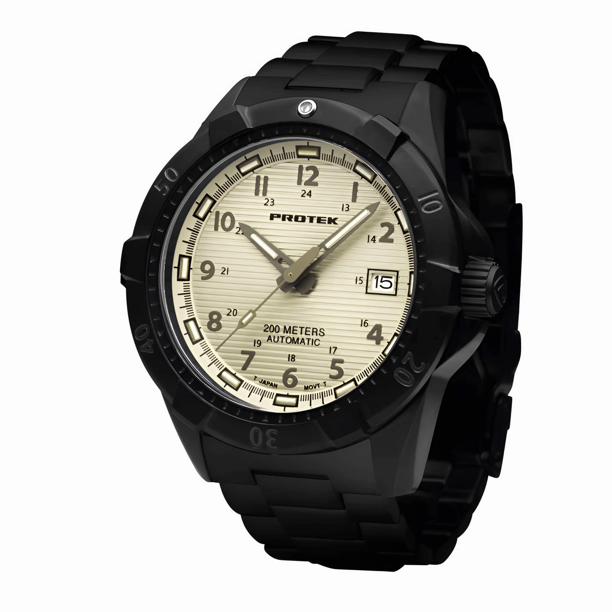 ProTek Men's Automatic Black Case Black Stainless Steel Bracelet Watch | 2217BR
