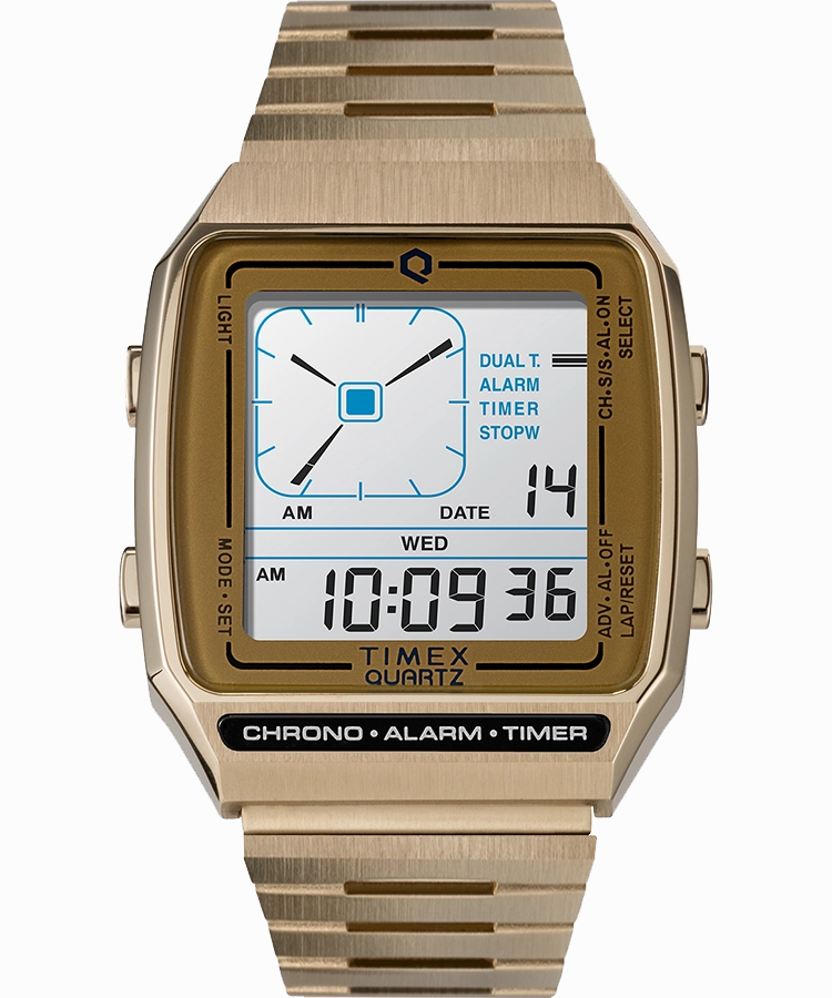 Q Timex Reissue Digital LCA 32.5mm Stainless Steel Bracelet Watch TW2U72500